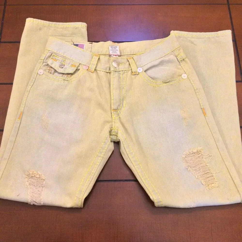 True Religion yellow wash jeans 36